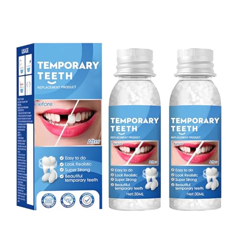 2 Bottiglie Kit di Riempimento Temporaneo Dente, 30g cemento per denti, Denti Finti Modellabili, Dente Finto Provvisorio per Resina, per Riempimento del Dente Rotto Mancante
