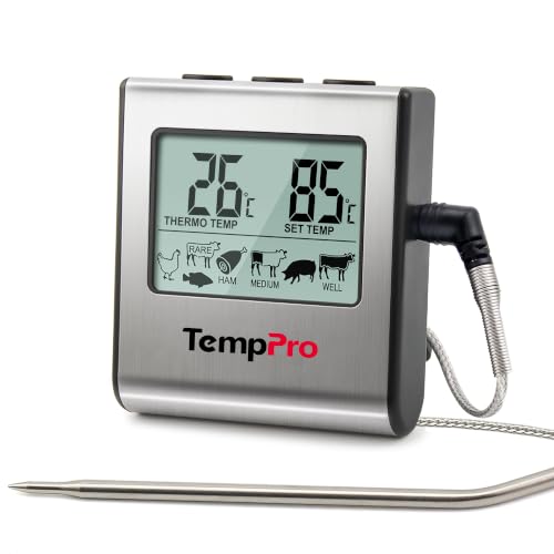 ThermoPro TP16 Digitales Bratenthermometer Ofenthermometer Fleischthermometer Grillthermometer Küchen Thermometer mit Timer für BBQ, Grill, Smoker