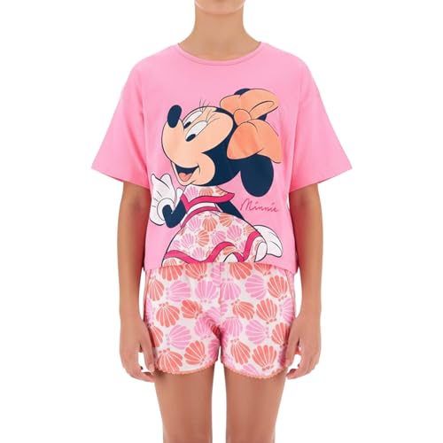 Disney Minnie Mouse T-Shirt et Short pour Fille, Ensemble Coton Doux, Ensemble 2 Pièces pour Filles, Motif Minnie Mouse, Taille 6 Ans, Rose