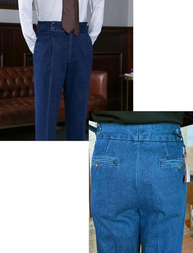 Men's Denim Suit Casual Double Breasted Jacket Two Pieces Banquet Tuxedos Pants Set4