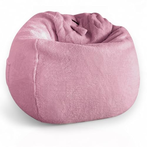 Aiire Puff Salon Borreguito Moderno - Puf Gigante con Relleno Incluido para Decoracion Habitacion Juvenil - Puffs Infantiles XXL - Bean Bag Chair Infantil XXL o Cojin de Suelo Grande Rosa