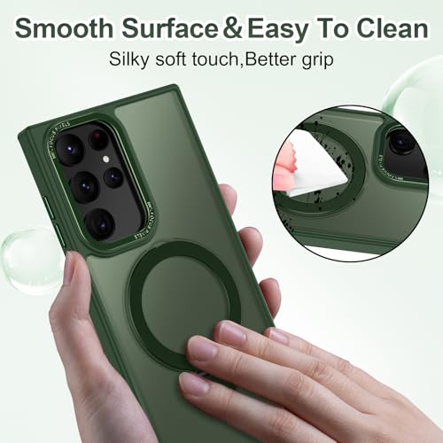 Casehas for Samsung Galaxy S22 Ultra Case,with Magnetic Invisible Stand [Military Drop Protection] [Compatible with MagSafe] Shockproof Slim Translucent Anti-Slip, Forest Green - image 6