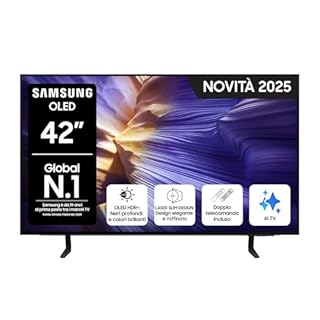 Samsung OLED 4K Vision AI Smart TV 42'' QE42S90FAUXZT, Processore NQ4 AI Gen3r, 4K AI Upscaling Pro, OlLED HDR+, Motion Xcelerator144 Hz, PACCHETTO INTRATTENIMENTO, 2025