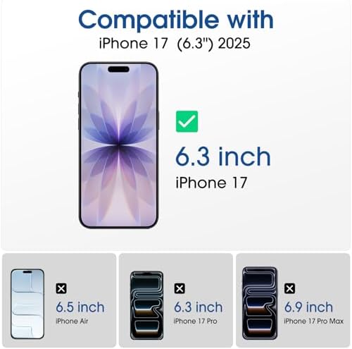 amFilm OneTouch Screen Protector for iPhone 17 6.3'' 2025 + Camera Lens Protector | Auto-Alignment install | Bubble Free | 9H+ Military-Grade Tempered Glass | FHD Clarity | Case Friendly | 2+2 Pack - 1