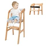YOLEO hochstuhl, höhenverstellbarer Holzhochstuhl für kinder bis 12 Jahren, mitwachsender Buchenholz Babystuhl, Stuhl wächst mit dem Baby, zum Essen und Lernen (Natur mit Kissen)