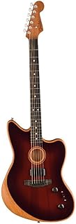 Fender American Acoustasonic Jazzmaster All-Mahogany Acoustic Electric Guitar, Bourbon Burst, Ebony Fingerboard, with Gig Bag