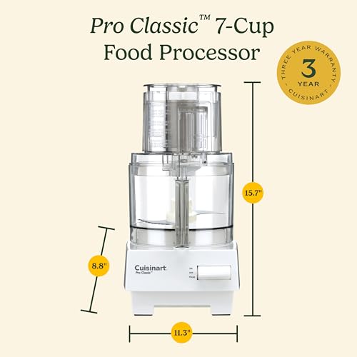 Cuisinart 7-Cup Pro Classic Food Processor, 600-Watt Motor, Vegetable Chopper & Blender for Mincing, Dicing, Shredding, Puree & Kneading Dough, DLC-10SYP1, White by Cuisinart - Image 3