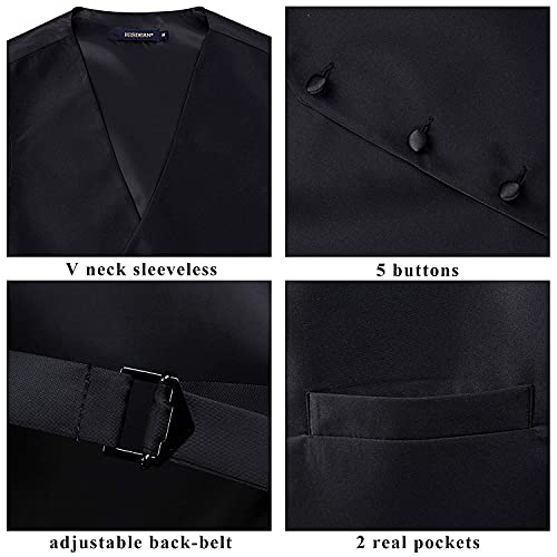 HISDERN Men's 3-Piece Jacquard Woven Suit Vest Set #TOP4