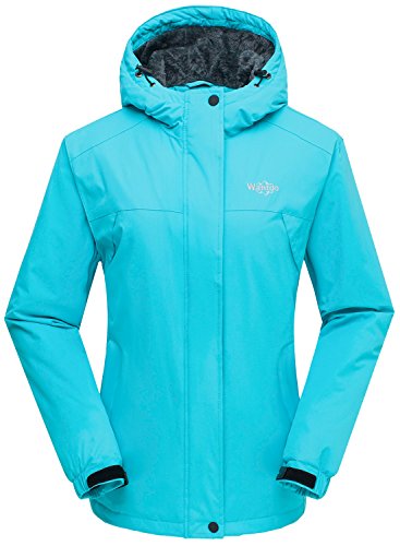 Wantdo Femme Manteau d'hiver Imperméable Snowboard Grande Taille Parka Randonnée Veste de Pluie Outdoor Blouson de Ski Décontracté Coupe-Vent Bleu Clair XL Cover