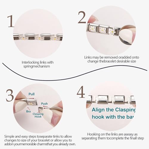 Papasgix Italian Charm Bracelet Charms Pack Links Bulk with Opening Tool - 9mm Italian Charms Pendants Modular Bracelet Links Handmade DIY Jewelry