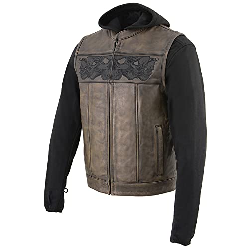 Image of Milwaukee Leather Men's Leather Motorcycle Vest w /Hoodie