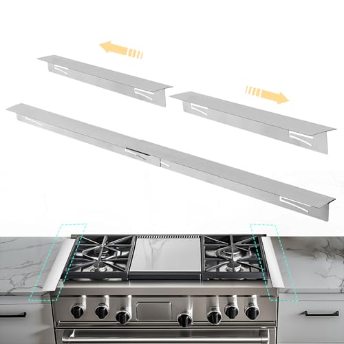 2pcs Stove Gap Covers Stainless Steel Stove Gap Filler Stoves Gaps Guards Oven Gaps Filler Heat Resistant Adjustable Length 13.8” to 27.5”(COLOR:silver) - Thumbnail 4