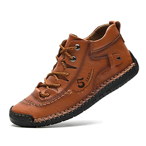 Alcubieree Mens Casual Leather Shoes Ankle Chukka Boots Comfortable Slip On Loafers Walking Driving Shoes #TOP5