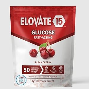 Glucose Powder Slimpaks – Alternative to Traditional Tablets – FSA/HSA Eligible -Fast Acting Dextrose with Black Cherry Taste – (Pack of 50)