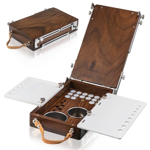 Acode Wood Tabletop Easel Storage Box, Plein Air Easel Pochade Box For Art Supplies cover