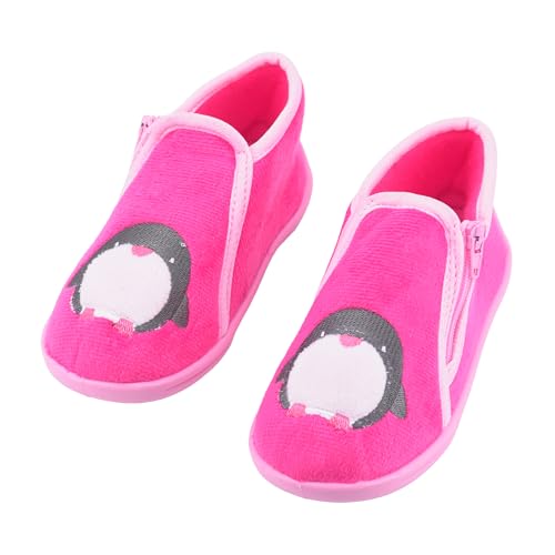 JOMIX Zapatillas Bebé Invierno con Animales Zapatos Primeros Pasos Niña Niño con Cremallera Pantuflas para Interior Exterior, KFW255110, Fucsia, 28 EU