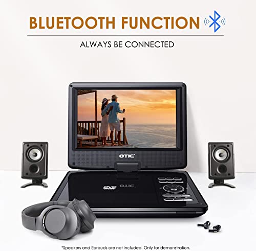 Otic 9''Bluetooth Portable Dvd Player With Bluetooth 9.0''Hd Swivel Screen,5H Rechargeable Battery For Car&Kids,(Headrest Mount Case&Headphone,Remote,Support Cd/Dvd/Sd Card/Usb/Sync Tv,Region Free) #TOP6