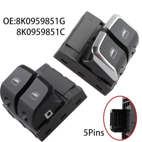 Bouton de commande de lève-vitre électrique 8K0959851C à impulsion fluide - 2