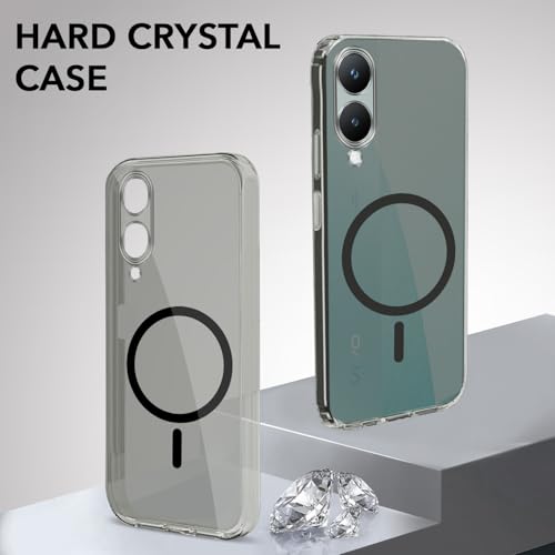 Image of Jkobi Lifetime Anti-Yellow MagSafe Compatible Clear Back Cover Case for Vivo Y28 5G (Sleek Hard Crystal | Shockproof and Camera Protection)