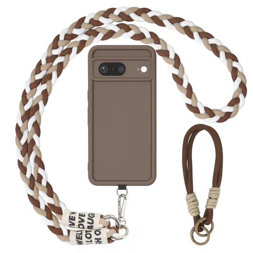 AICISINGN Handyhülle für Google Pixel 8 Hülle mit Band und Armband Handykette Schutzhülle mit Schnur Kordel zum Umhängen TPU Weiche Cover Case für Google Pixel 8 04