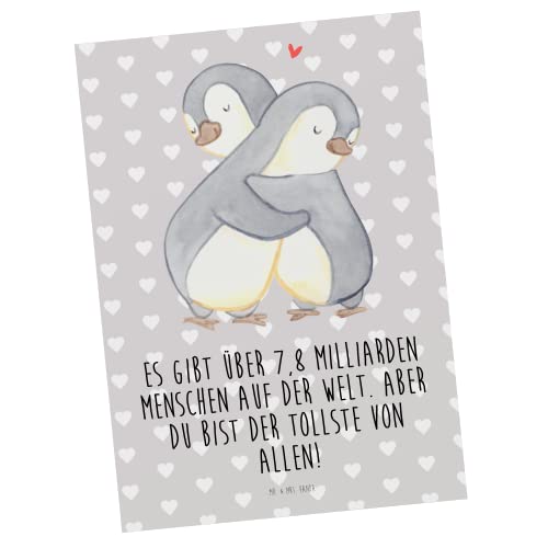 Mr. & Mrs. Panda Grußkarte Pinguine Kuscheln - Geschenk, Postkarte, Freund, für Freundin, Hochzeitstag, Valentinstag, Postkarten, bildkarte, Ansichtskarte, Mitbringsel, Ansichtskarten, Frauen
