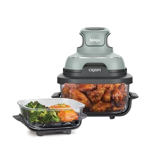 Ninja CRISPi Tragbare Luftfritteuse, 3,8 l, 4-in-1: Air Fry, Braten, Warmhalten, Recrisp, platzsparendes kompaktes Design, 2 x abnehmbare Glasbehälter und Deckel, 1700 W, Salbei FN101UKSG