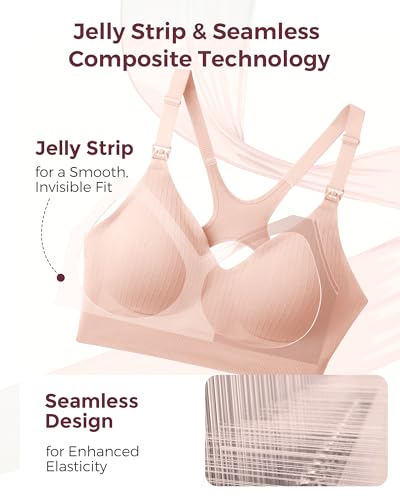 Image of Momcozy Nursing Bras for Breastfeeding, Ribbed Maternity Bra with Racerback, Soft Stretchy Nursing Sports Bra for Yoga