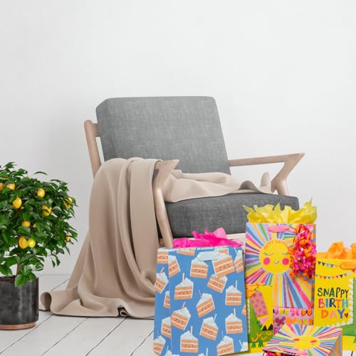 Glick Große Geschenktüte, Cakey Blue, 315 x 260 x 135 mm, luxuriöse recycelbare Tasche für Geburtstage & Feiern