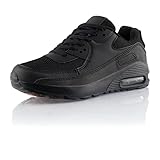 Fusskleidung® Damen Herren Sportschuhe Dämpfung Sneaker leichte Laufschuhe Schwarz Schwarz EU 42