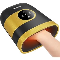 CINCOM Upgraded Hand Massager with Heat and Compression, Yellow | Cordless & Portable Hand Massager for Arthritis and Carpal Tunnel Relief from Wrist to Palm and Finger Gifts