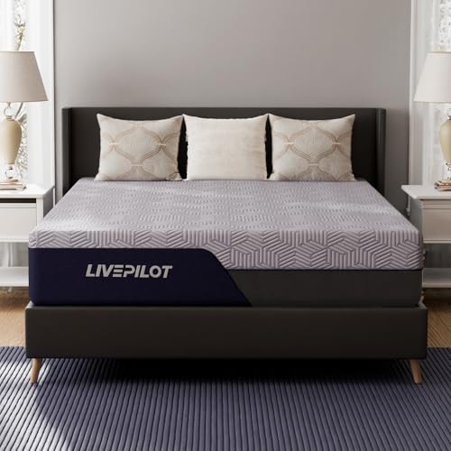 LIVEPILOT Full Mattress, 10 Inch Full Size Mattresses Hybrid Mattress with Memory Foam & Pillow Top - Medium Firm Feel for Motion Isolation, Edge Support, Pressure Relief - Bed in a Box