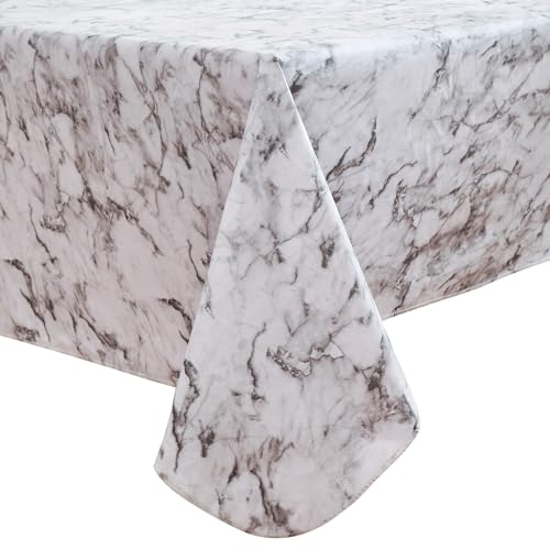 Walrus Heavy Duty Vinyl Tablecloth with Flannel Backing Waterproof Oil-Proof Plastic Table Cloth Stain-Resistant Wipeable Rectangle or Square Table Cover for Indoor and Outdoor (Marble, 54X54 Inch)
