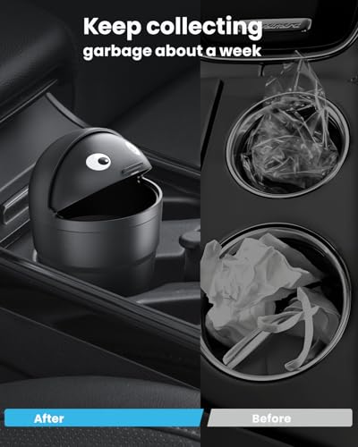 Image of Mini Car Trash Can Cupholder with Lid for Women Cute Looking, 520ML Small Car Garbage Can for Cup Holder Side Door Storage Solid Liquid Waste Without Leakage