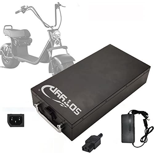 Batterie de Moto électrique pour Citycoco Scooter Batterie de Moto électrique de Grande capacité avec Chargeur, verrou et poignée, 60V, 20AH [Classe...