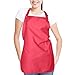 DALIX Apron Commercial Restaurant Home Bib Spun Poly Cotton Kitchen Aprons (3 Pockets) in Red