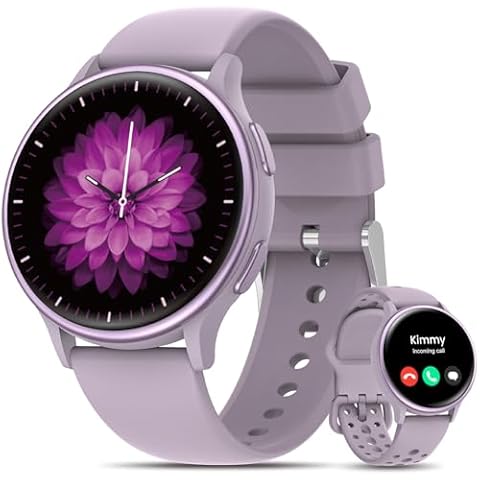 RUXINGX Smart Watches for Women [Make Call/Answer/400+Watch Face] Android & iPhone Compatible, 1.27" Fitness Tracker 24/7 Heart Rate Sleep Steps SpO2 Monitor, IP68 Waterproof Fitness Watch, Purple Cover