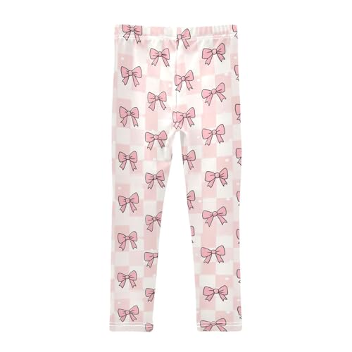 Vdsrup Girls Leggings Cartoon Pink Bow Lattice Kids Length Leggings Pants Toddler Athletic Soft Tights Trousers 4T2