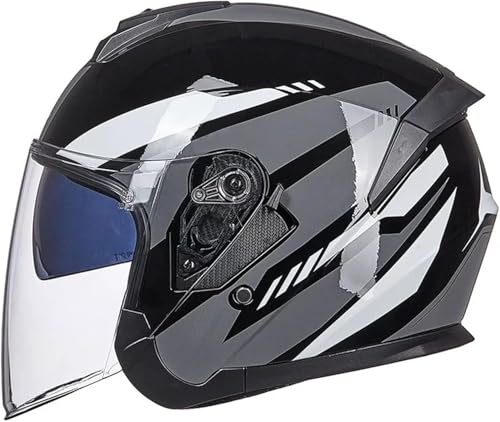 Personality Electric Scooter Half Helmets Cool Motorcycle Open Face Helmet, with Dual Visor Youth DOT Approved, Lightweight Half Shell Helmets for Men Women Moped Dirt-Bike Go-Kart,L,G