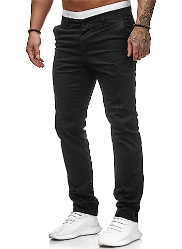Allabreve Men's Chinos Casual Dress Pants Slim Fit Skinny Stretch Flat-Front Lightweight Comfort Slacks (Black 36) #TOP1