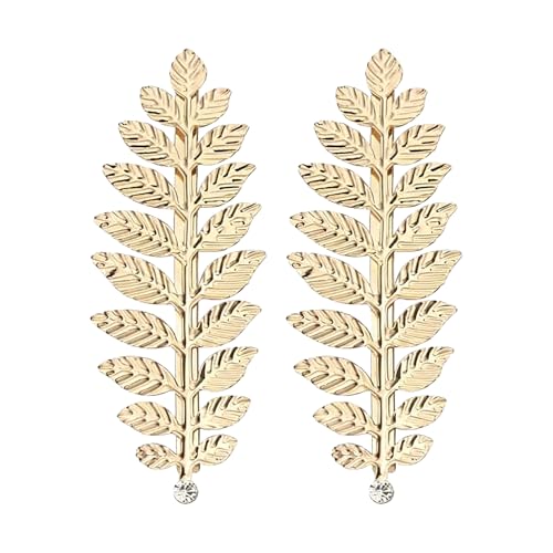 Image of Hopzab 2 Pcs Gold Leaf Hair Clips Elegant Hair Barrettes Accessories Women Golden Leaf Roman Headdress for Bride Greek Goddess Costumes Halloween Wedding Fashion Show(Crystal)