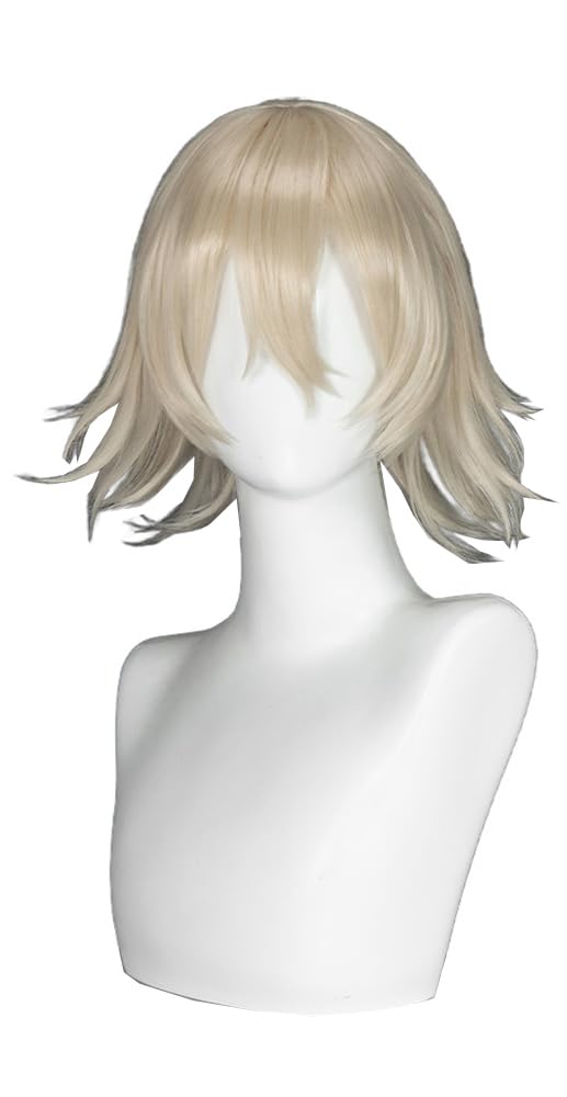 Black Anime Game Cosplay Wig Mullet Head Medium Length Straight Synthetic Hair for Halloween Costume