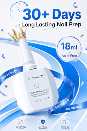 Image of AZUREBEAUTY 18ml Nail Dehydrator and Primer Base Coat, 3-in-One Nourishing Nail Prep Acid-Free & Hema-Free Dehydrate Bond Fast Drying for Gel Polish Acrylic Powder