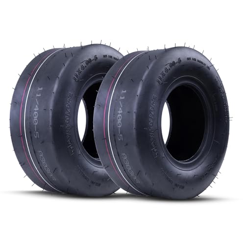 MAXROLLORS (2 Pack) 11x4.00-5 Lawn Mower Tires Tubeless Zero Turn Mower Tires Riding Lawnmower Smooth Tread 4 Ply 325 LBS