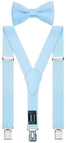 Deobox Suspenders For Men And Bow Tie Set Y Back Elastic Adjustable Light Blue 43 In #TOP3