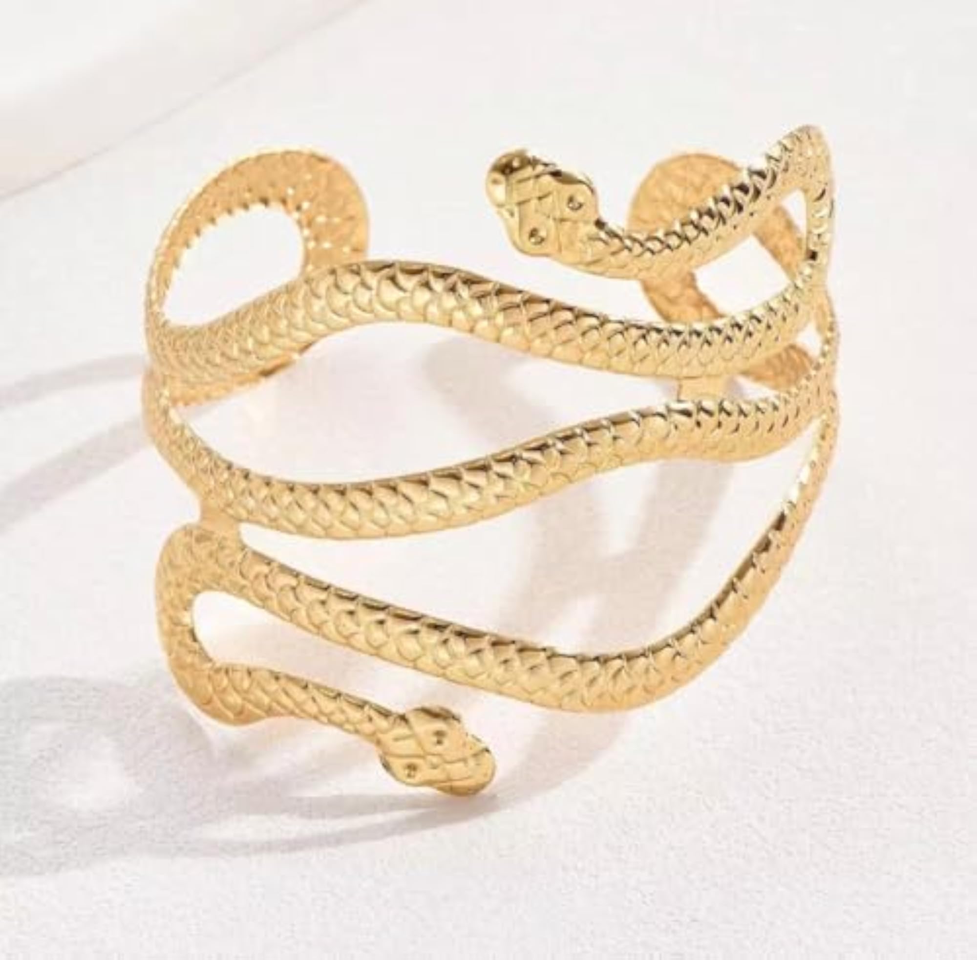 Gold Tone Double Snake Upper Arm Cuff for Women