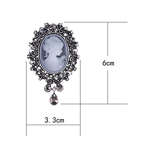 Image of lureme Vintage Elegant Victorian Lady Beauty Cameo with Crystal Brooch Pin (br000017)