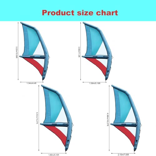 Inflatable Surfing Wing Windsurfing Sail, 360° Rotatable Base for Enhanced Maneuverability, Includes Backpack, Portable Kitesurfing Kite Ideal for Beach and Water Sports Enthusiasts,Blue-3.2㎡ - Thumbnail 7