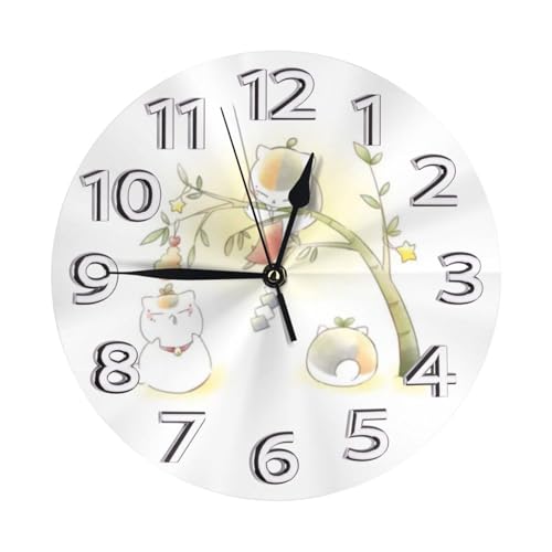 ニャンコ先生 夏目友人帳 壁掛け時計 ウォールクロック 置き時計 直径25cm インテリア 壁かけ時計 アナログ 静音 連続秒針 Wall Clock 電池式 ベッドルーム 置き掛け兼用 見やすい デスクトップクロック リッピング