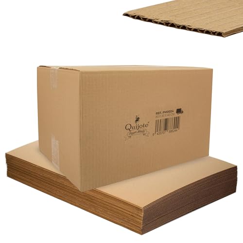 Quijote Paper World Pack 12 Cajas de Cartón 80x40x40cm - Cajas Multiusos, Mudanza, Embalaje, Almacenaje - Color Marrón