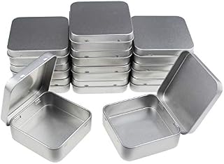 Goodma 12 Pieces Square Metal Empty Tins Home Storage Containers Organizer Mini Box with Hinged Lid, 7 x 7 x 2 cm (Silver)